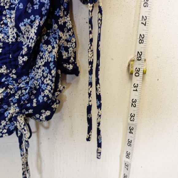 Fashion Nova Dress Womens Medium Blue Floral Mini Ruched Bodycon Stretch‎ - Picture 5 of 10